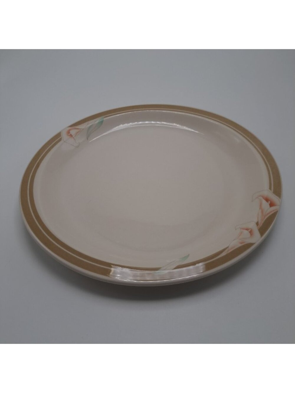 Syracuse China Calla Lily Oval Dinner Plate Cream & Brown Floral Design 15-A